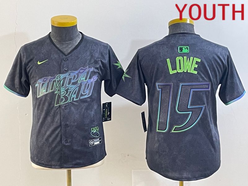 Youth Tampa Bay Rays #15 Lowe Black City Edition Nike 2024 MLB Jersey style 5->youth mlb jersey->Youth Jersey